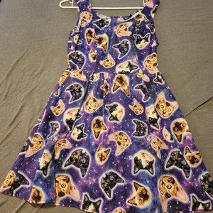 Space galaxy cat dress medium Retrolicious